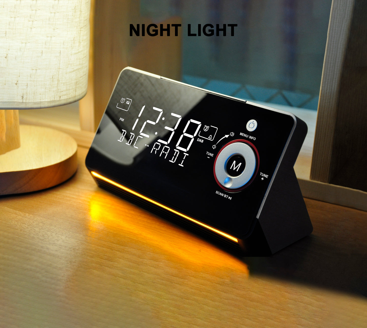 Alarm Clock with DAB & FM Radio,Dual Alarms, Snooze, Dimmable LCD Display, Night Light, Bluetooth, Headphone,Type-C and USB Charging Ports iTOMA 729