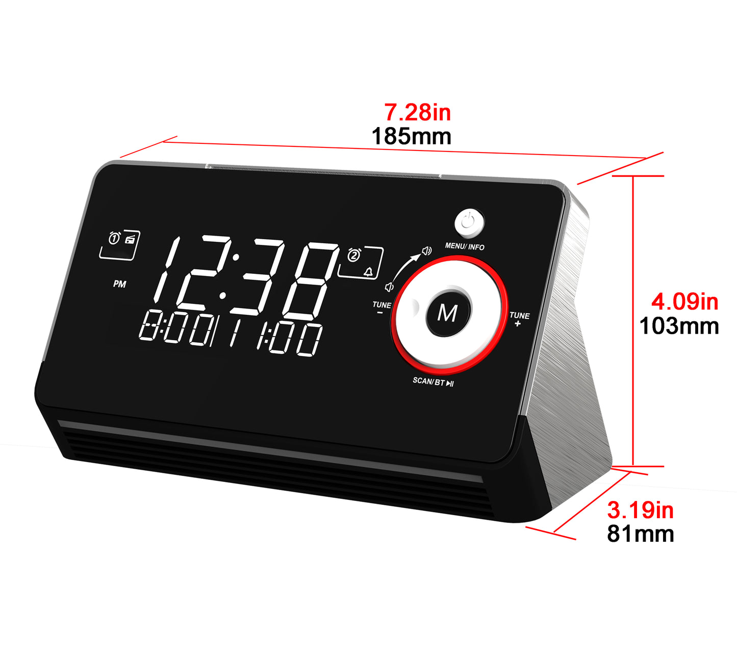 Alarm Clock with DAB & FM Radio,Dual Alarms, Snooze, Dimmable LCD Display, Night Light, Bluetooth, Headphone,Type-C and USB Charging Ports iTOMA 729