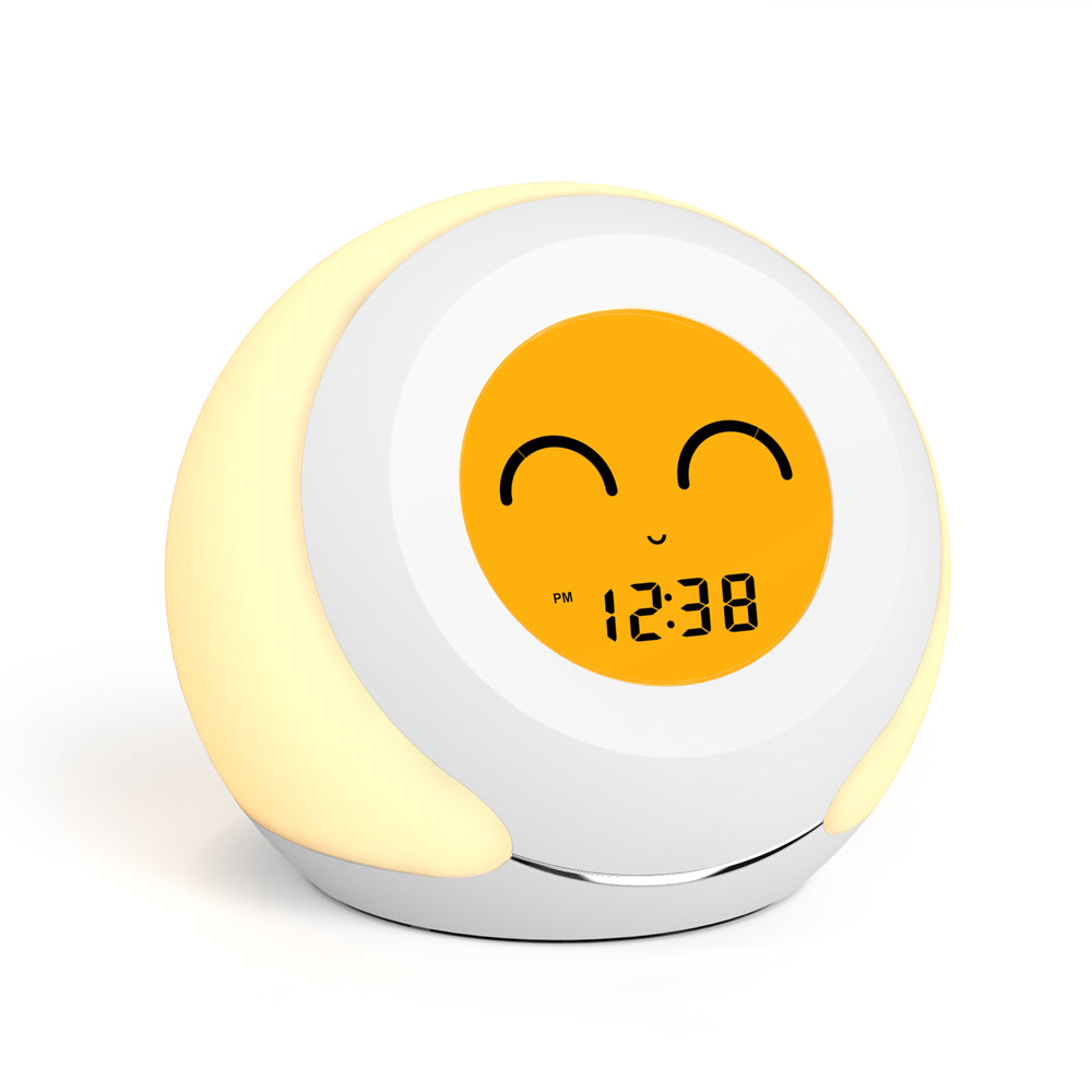 Termómetro e higrómetro para habitación infantil con adorables expresiones faciales, luz de colores a elegir, regulador de intensidad de 4 niveles, monitor de temperatura interior, pantalla LCD con hora infantil, medidor de temperatura y humedad iTOMA 915
