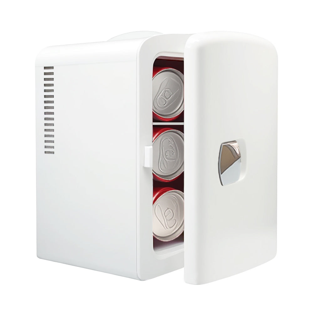Mini refrigerador K4201 de 4 litros, color blanco, con capacidad para 4 litros y 6 latas, ideal para el cuidado de la piel, cosméticos, bebidas y alimentos. 100 % libre de freón, ecológico, ideal para dormitorio, oficina, coche y residencia universitaria.