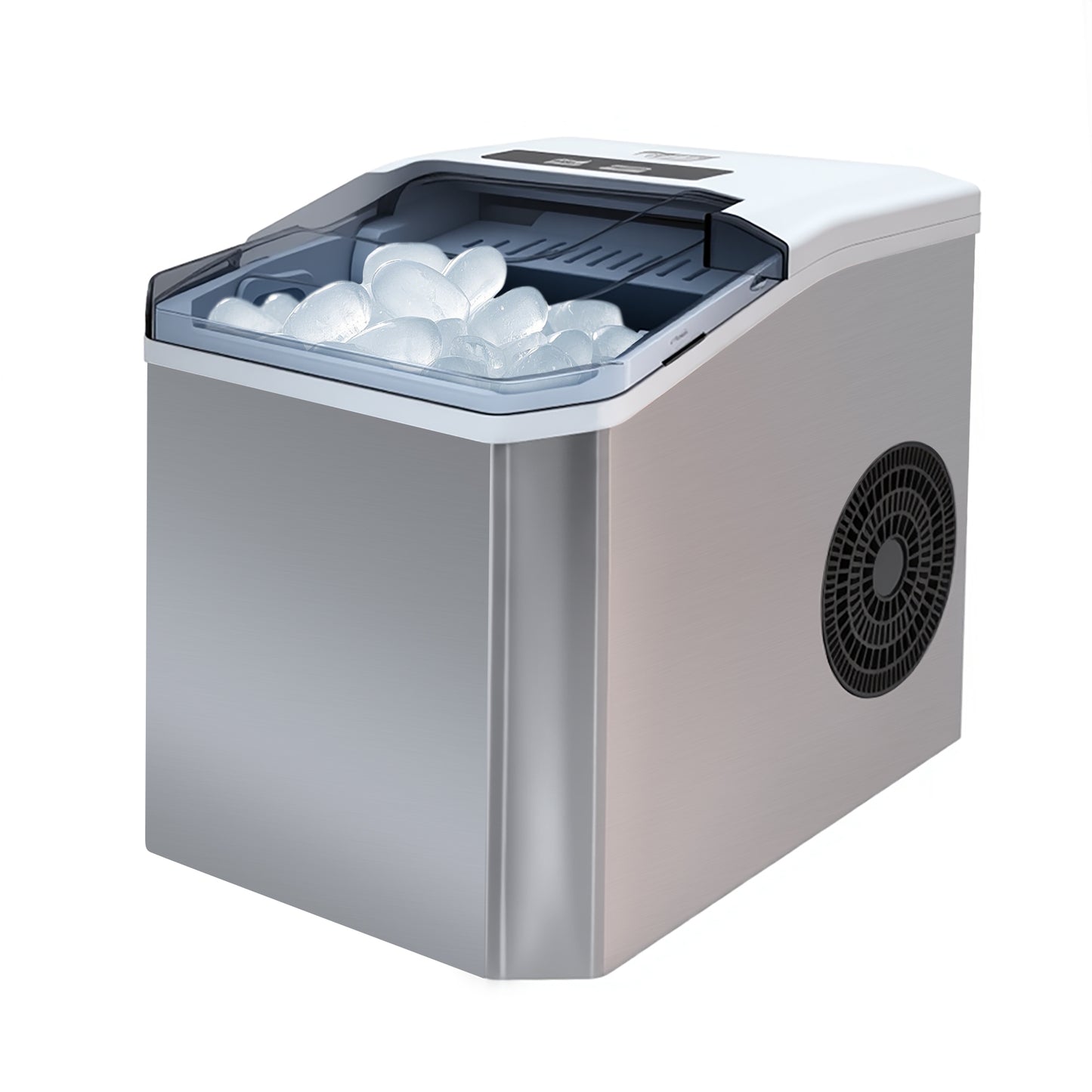 Fully-automated Ice Maker Machine - 12kg/24Hrs, Self-Cleaning, 2 Ice Sizes (S/L), Fast 6-Min Cycle, with Infrared Sensor for Home/Office/Commercial Use