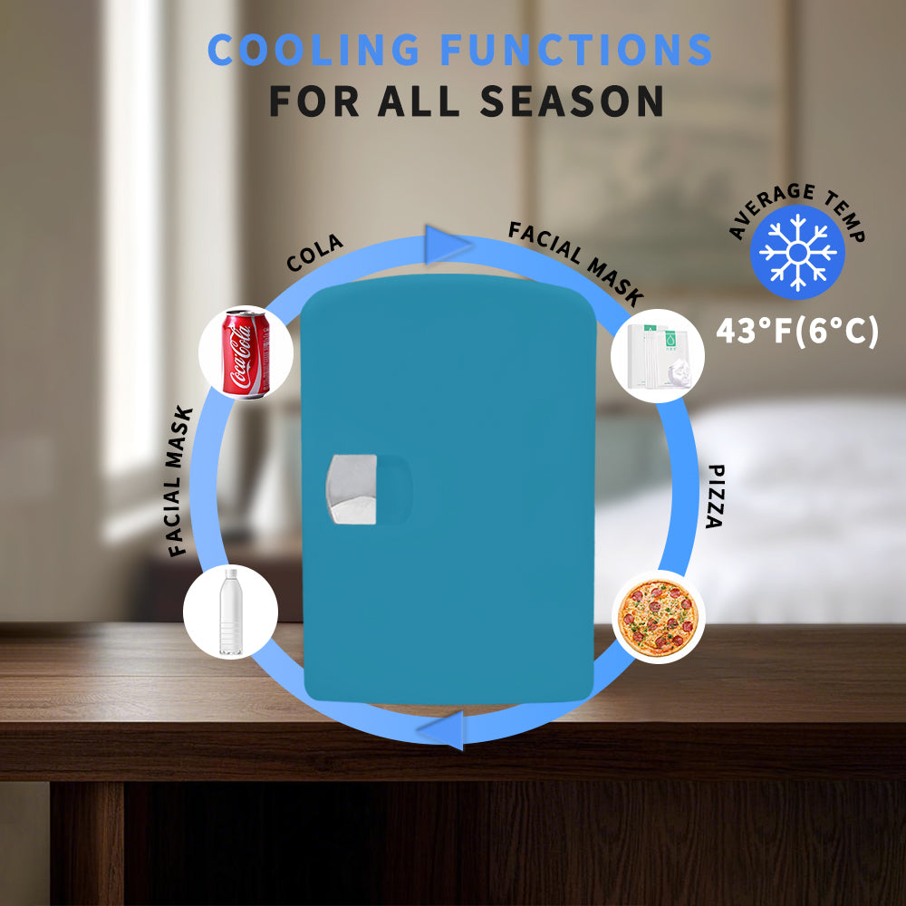 Mini refrigerador portátil K4207 cian de 4 litros (6 latas), ideal para el cuidado de la piel, cosméticos, bebidas y alimentos. 100 % libre de freón, ecológico, ideal para dormitorio, oficina, coche y residencia universitaria.