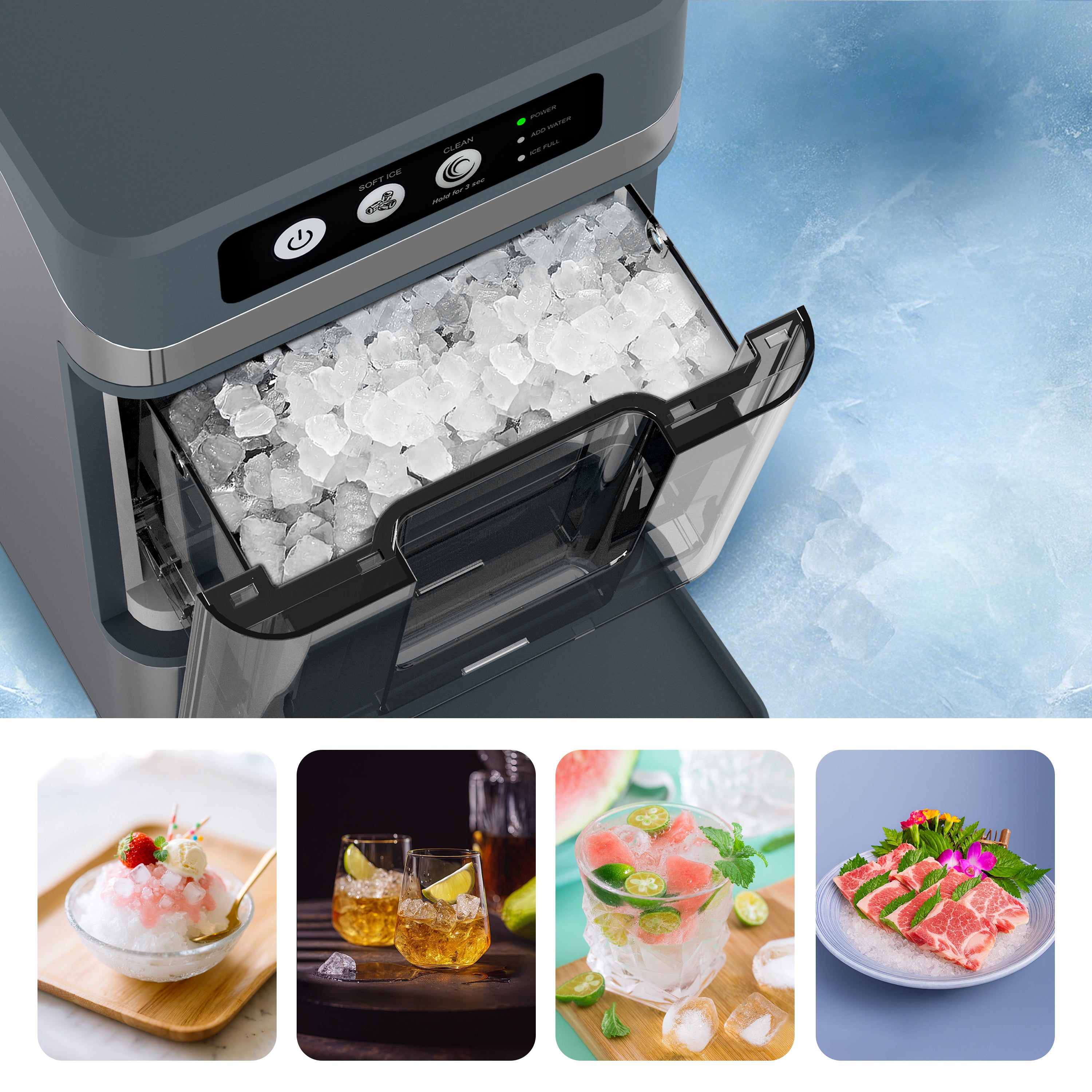 iTOMA Nugget lce Maker Machine,Chewable Pellet Ice Machine,Self-Cleaning,One-Click Operation,for Home/Kitchen/Office/ Bar Party Ice Cube Machine YH4025