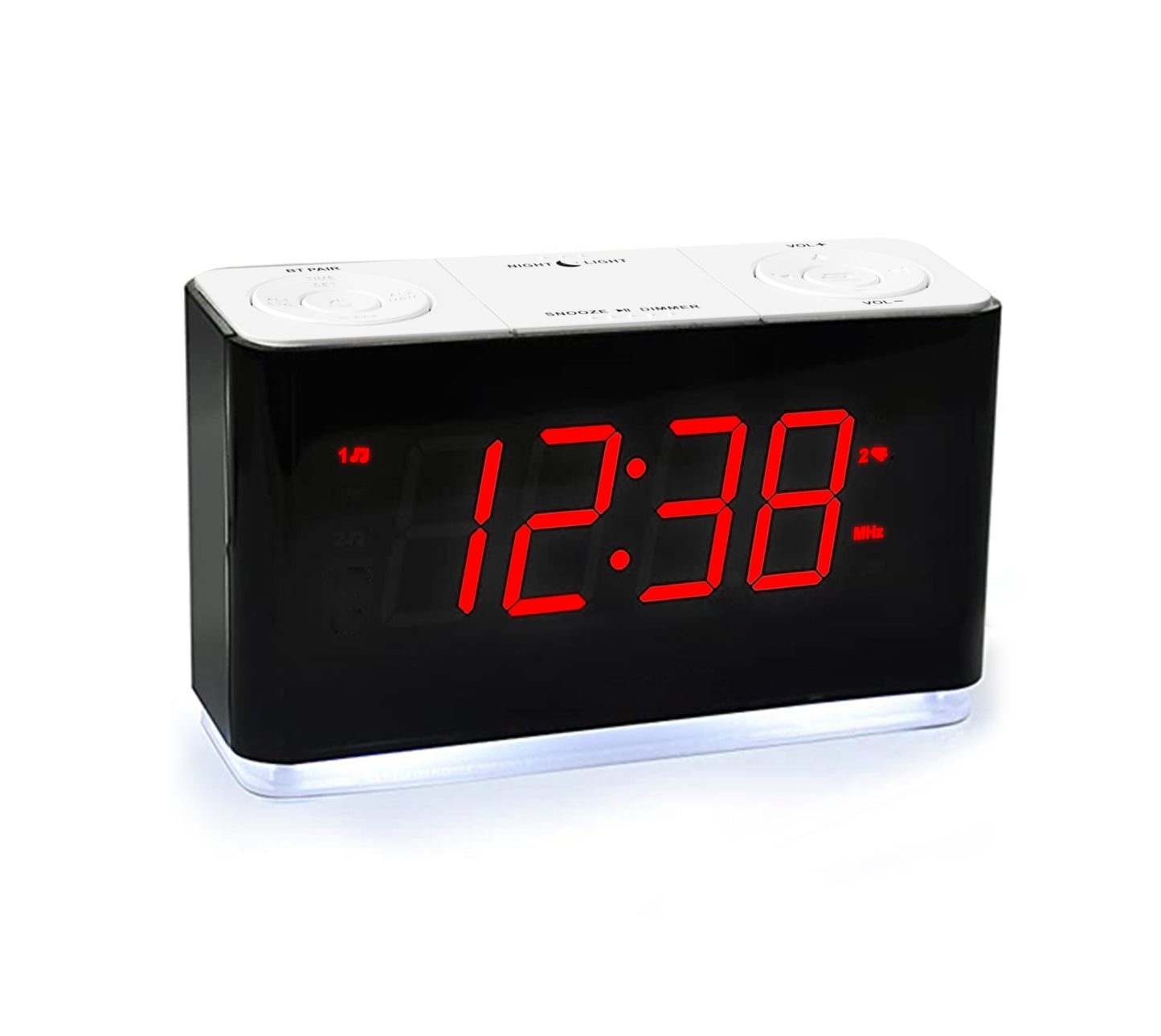 Digitaler iTOMA Radiowecker mit kabelloser Verbindung, Doppelalarm, dimmbares LED-Display, 16 Lautstärkestufen, UKW-Radio mit Sleep-Timer, Nachtlicht, Schlummerfunktion, 12/24-Stunden-iTOMA 507U