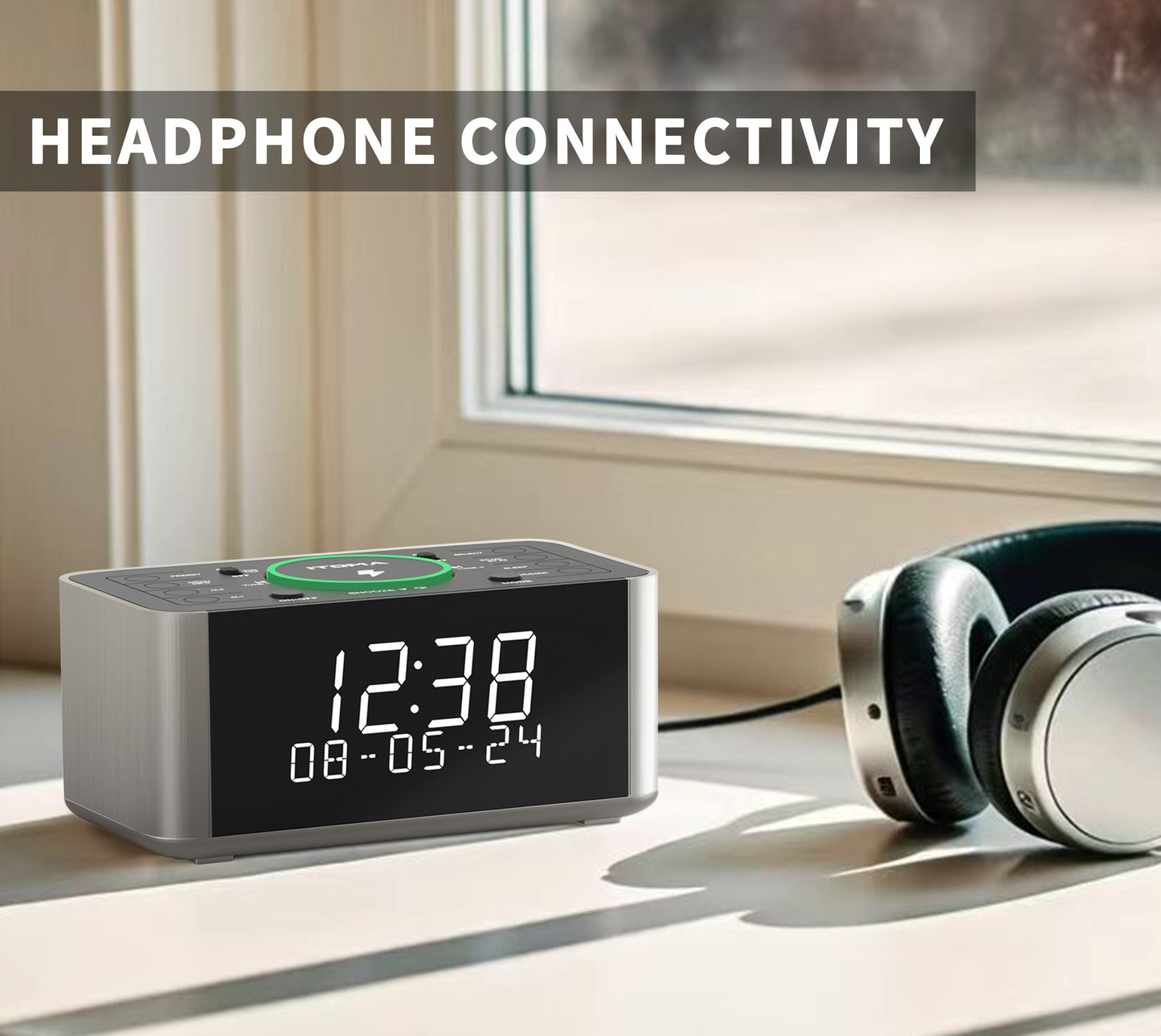 Alarm Clock with DAB & FM Radio Wireless Charging, 40 Preset Stations, Dual Alarms, Snooze, Dimmable LCD Display, Bluetooth, USB Charging and Earphone Jack, Bedside Alarm Radio iTOMA 206D