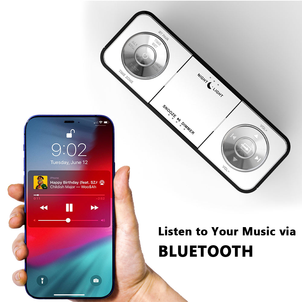 Kreativer digitaler Radiowecker, Wecker mit Bluetooth, großes LED-Display, UKW-Radio, Doppelalarm, USB-Ladeanschluss, Nachtlicht, automatischer und manueller Dimmer, Schlummerfunktion, Sleep-Timer iTOMA 507A