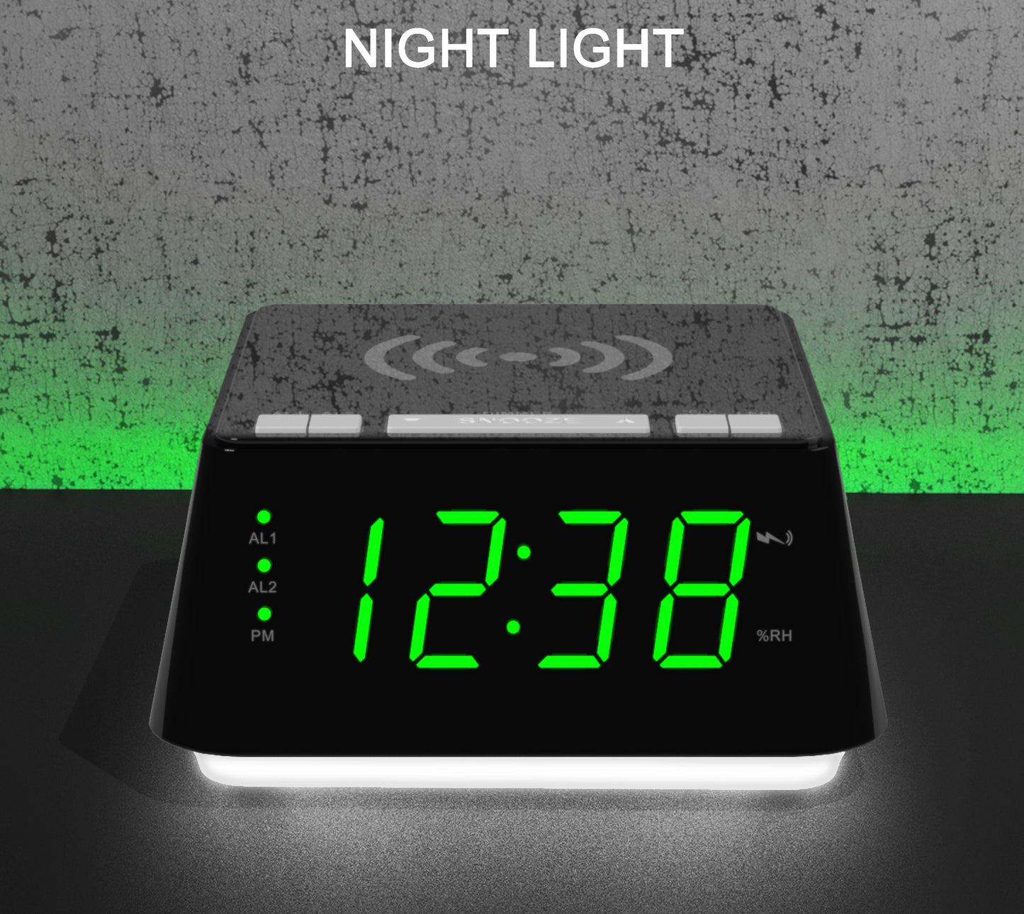 Bedside Alarm Clock with Wireless Charging, Dual Alarm, Snooze, Brightness Dimmer, USB Charging Port, Big LED Display, Night Light, Indoor Temperature & Humidity Display iTOMA 801