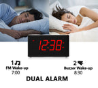 Radio reloj despertador digital iTOMA con conexión inalámbrica, alarma dual, pantalla LED regulable, volumen de 16 niveles, radio FM con temporizador de apagado automático, luz nocturna, función de repetición, 12/24 h iTOMA 507U