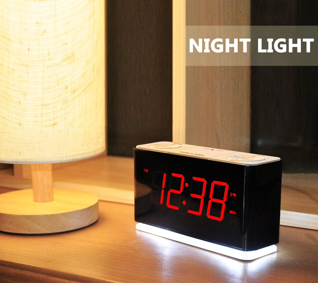 Radio reloj despertador digital iTOMA con conexión inalámbrica, alarma dual, pantalla LED regulable, volumen de 16 niveles, radio FM con temporizador de apagado automático, luz nocturna, función de repetición, 12/24 h iTOMA 507U