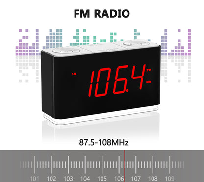 Digitaler iTOMA Radiowecker mit kabelloser Verbindung, Doppelalarm, dimmbares LED-Display, 16 Lautstärkestufen, UKW-Radio mit Sleep-Timer, Nachtlicht, Schlummerfunktion, 12/24-Stunden-iTOMA 507U