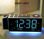 Reloj despertador digital con proyección, radio FM, carga USB, pantalla LED de 1,8", luz nocturna, alarma dual, función de repetición, control de atenuación, radio reloj de noche iTOMA 509