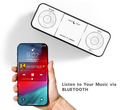 Digitaler iTOMA Radiowecker mit kabelloser Verbindung, Doppelalarm, dimmbares LED-Display, 16 Lautstärkestufen, UKW-Radio mit Sleep-Timer, Nachtlicht, Schlummerfunktion, 12/24-Stunden-iTOMA 507U
