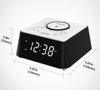 Radio despertador inalámbrico de carga para mesita de noche con altavoz Bluetooth, radio FM, alarma dual con repetición, carga USB, luz nocturna y pantalla regulable iTOMA 205