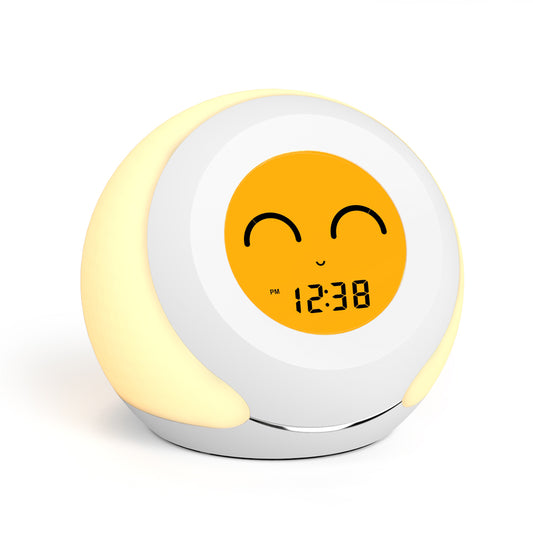 Termómetro e higrómetro para habitación infantil con adorables expresiones faciales, luz de colores a elegir, regulador de intensidad de 4 niveles, monitor de temperatura interior, pantalla LCD con hora infantil, medidor de temperatura y humedad iTOMA 915