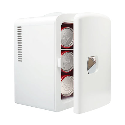 Mini refrigerador K4201 de 4 litros, color blanco, con capacidad para 4 litros y 6 latas, ideal para el cuidado de la piel, cosméticos, bebidas y alimentos. 100 % libre de freón, ecológico, ideal para dormitorio, oficina, coche y residencia universitaria.
