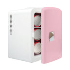 Mini refrigerador K4106, refrigerador personal portátil de 4 litros/6 latas, enfriador y calentador para el cuidado de la piel, cosméticos, bebidas, alimentos, 100% libre de freón, ecológico para dormitorio, oficina, automóvil, dormitorio, campamento...