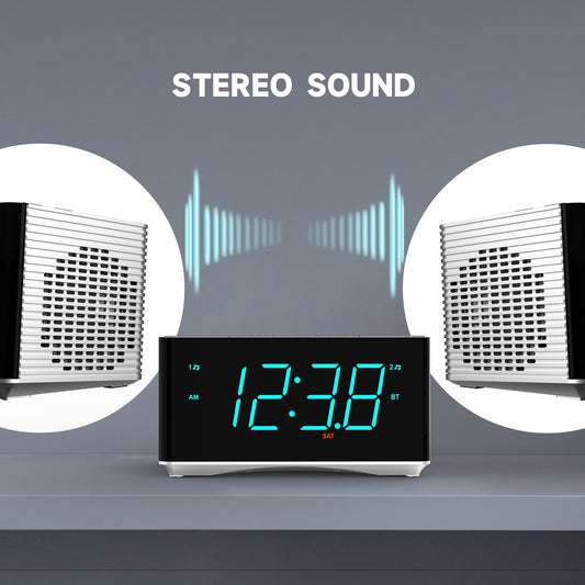 Digitaler Radiowecker, Bluetooth-Stereolautsprecher, UKW-Radio, Doppelalarm, Schlummerfunktion, Helligkeitsdimmer, USB-Aufladung, Wecker für Schlafzimmer und Büro iTOMA 3501S