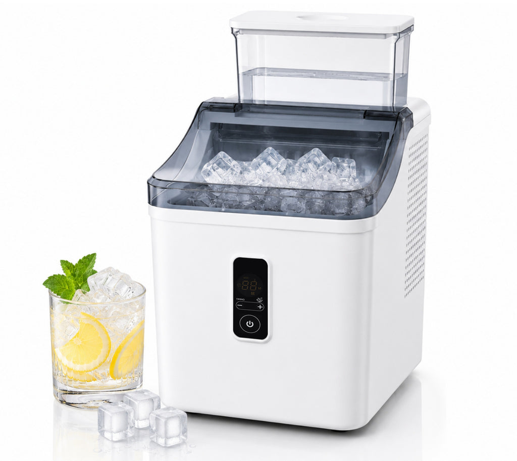 Ice Cube Maker Machine Countertop with 2 Ways to Add Water, Portable Self-Cleaning Ice Maker for Home/Kitchen/Office/RV, Ice Thickness Adjustable, 1-24H Timer, Ready in 20 Mins