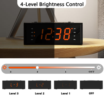 Digitaler Wecker fürs Schlafzimmer mit FM-Radio, kabelloser Verbindung, dimmbarem LED-Display, Sleep-Timer, einstellbarer Lautstärke, Doppelalarm mit EIN/AUS-Taste, Nachttischuhr für Erwachsene, Senioren, Kinder, iTOMA 515