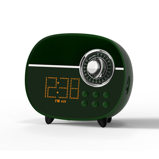 Digitaler Retro-Wecker mit Bluetooth, Vintage-FM-Radio, Freisprechfunktion, Nachtlicht, unterstützt TF-Karte und AUX, geeignet für Home Office und Outdoor iTOMA 158
