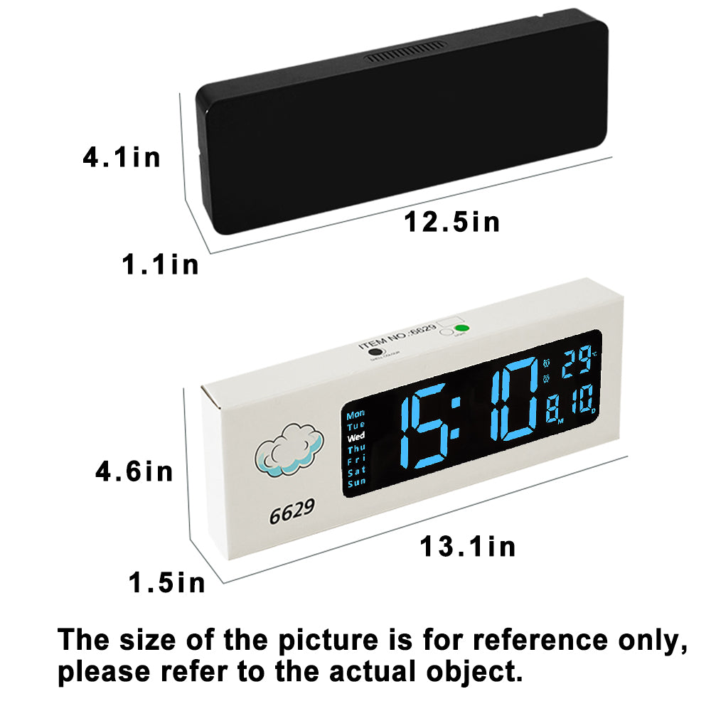 Digital Wall Clock, 13 Inch Large Display LED Wall Clock for Living Room Decor, Alarm Clock, Timer, 12/24H, Automatic Brightness Dimmer Large Clock with Day/Date/Temperature (13 Inches)