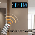 Digitale Wanduhr, 13 Zoll großes Display, LED-Wanduhr für Wohnzimmerdekor, Wecker, Timer, 12/24 Std., automatischer Helligkeitsdimmer, große Uhr mit Tag/Datum/Temperatur (13 Zoll) 