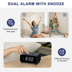 Clock Radio with AM/FM Radio, Dual Alarms, Snooze,  Memory Presets, Dimmer, Sleep Timer, 12/24Hr, Digital Clock with Volume Control, Night Light & White LED Display Alarm Clock for Bedroom iTOMA 213