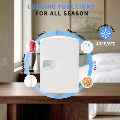 Mini refrigerador K4201 de 4 litros, color blanco, con capacidad para 4 litros y 6 latas, ideal para el cuidado de la piel, cosméticos, bebidas y alimentos. 100 % libre de freón, ecológico, ideal para dormitorio, oficina, coche y residencia universitaria.