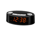 Radio despertador digital iTOMA AM/FM con alarma dual, temporizador de apagado y función de repetición, pantalla LED naranja y atenuación de 4 niveles (3301)