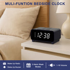 Clock Radio with AM/FM Radio, Dual Alarms, Snooze,  Memory Presets, Dimmer, Sleep Timer, 12/24Hr, Digital Clock with Volume Control, Night Light & White LED Display Alarm Clock for Bedroom iTOMA 213