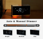 Radio despertador digital con pantalla LED blanca de 1,4" y Bluetooth, radio FM, alarma dual, temporizador de apagado automático, función de repetición, atenuador automático y manual, cargador USB y luz nocturna iTOMA 718