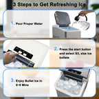 Máquina para fabricar hielo totalmente automatizada: 12 kg/24 h, autolimpiable, 2 tamaños de hielo (pequeño/grande), ciclo rápido de 6 min, con sensor infrarrojo para uso doméstico, de oficina o comercial.
