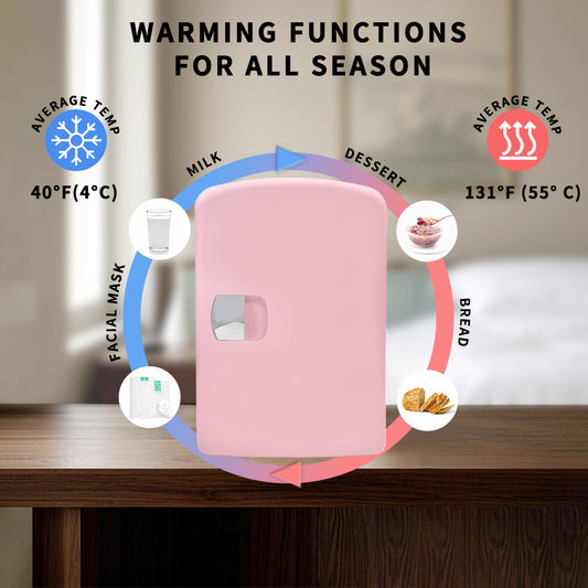Mini refrigerador K4106, refrigerador personal portátil de 4 litros/6 latas, enfriador y calentador para el cuidado de la piel, cosméticos, bebidas, alimentos, 100% libre de freón, ecológico para dormitorio, oficina, automóvil, dormitorio, campamento...
