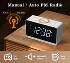 Radio despertador digital con pantalla LED blanca de 1,4" y Bluetooth, radio FM, alarma dual, temporizador de apagado automático, función de repetición, atenuador automático y manual, cargador USB y luz nocturna iTOMA 718