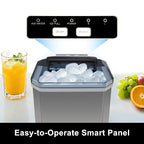 Máquina para fabricar hielo totalmente automatizada: 12 kg/24 h, autolimpiable, 2 tamaños de hielo (pequeño/grande), ciclo rápido de 6 min, con sensor infrarrojo para uso doméstico, de oficina o comercial.