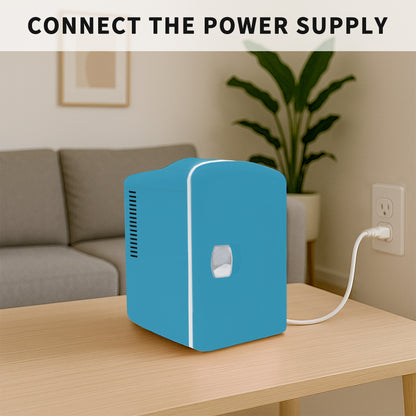 Mini refrigerador portátil K4207 cian de 4 litros (6 latas), ideal para el cuidado de la piel, cosméticos, bebidas y alimentos. 100 % libre de freón, ecológico, ideal para dormitorio, oficina, coche y residencia universitaria.