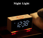 Radio despertador digital con pantalla LED blanca de 1,4" y Bluetooth, radio FM, alarma dual, temporizador de apagado automático, función de repetición, atenuador automático y manual, cargador USB y luz nocturna iTOMA 718