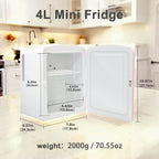 Mini refrigerador K4106, refrigerador personal portátil de 4 litros/6 latas, enfriador y calentador para el cuidado de la piel, cosméticos, bebidas, alimentos, 100% libre de freón, ecológico para dormitorio, oficina, automóvil, dormitorio, campamento...