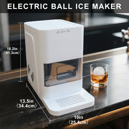 Máquina de hielo esférico artesanal totalmente automatizada: producción diaria de 4,6 kg, hielo rápido en 50 minutos, sensores inteligentes, limpieza con un solo toque, compacta y silenciosa para uso doméstico o en bares.