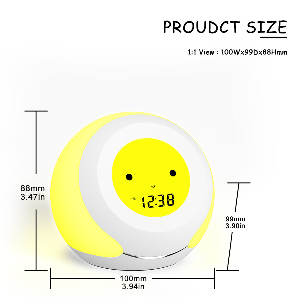 Thermometer, Hygrometer und niedliche Gesichtsausdrücke fürs Kinderzimmer, buntes Licht zur Auswahl, 4-stufiger Dimmer, Innentemperaturmonitor, LCD-Bildschirm, Kinderzeitanzeige, Temperatur- und Feuchtigkeitsmessgerät iTOMA 915