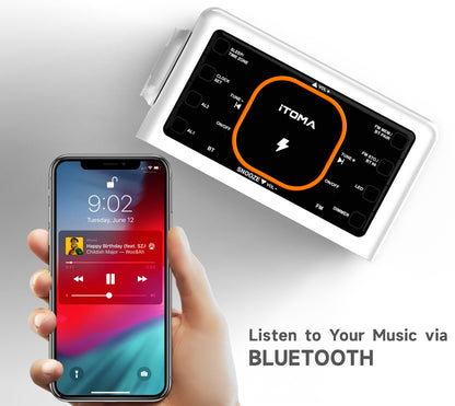 Bedside App Control Dual Wireless Charging Alarm Clock Radio with Bluetooth Speaker, FM Radio, Two USB Port, Dual Alarm, Snooze, Night Light, Auto & Manual Dimmer Control and 1.4" Orange Display iTOMA 209A-EU