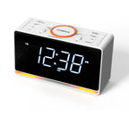 Radio despertador digital con pantalla LED blanca de 1,4" y Bluetooth, radio FM, alarma dual, temporizador de apagado automático, función de repetición, atenuador automático y manual, cargador USB y luz nocturna iTOMA 718
