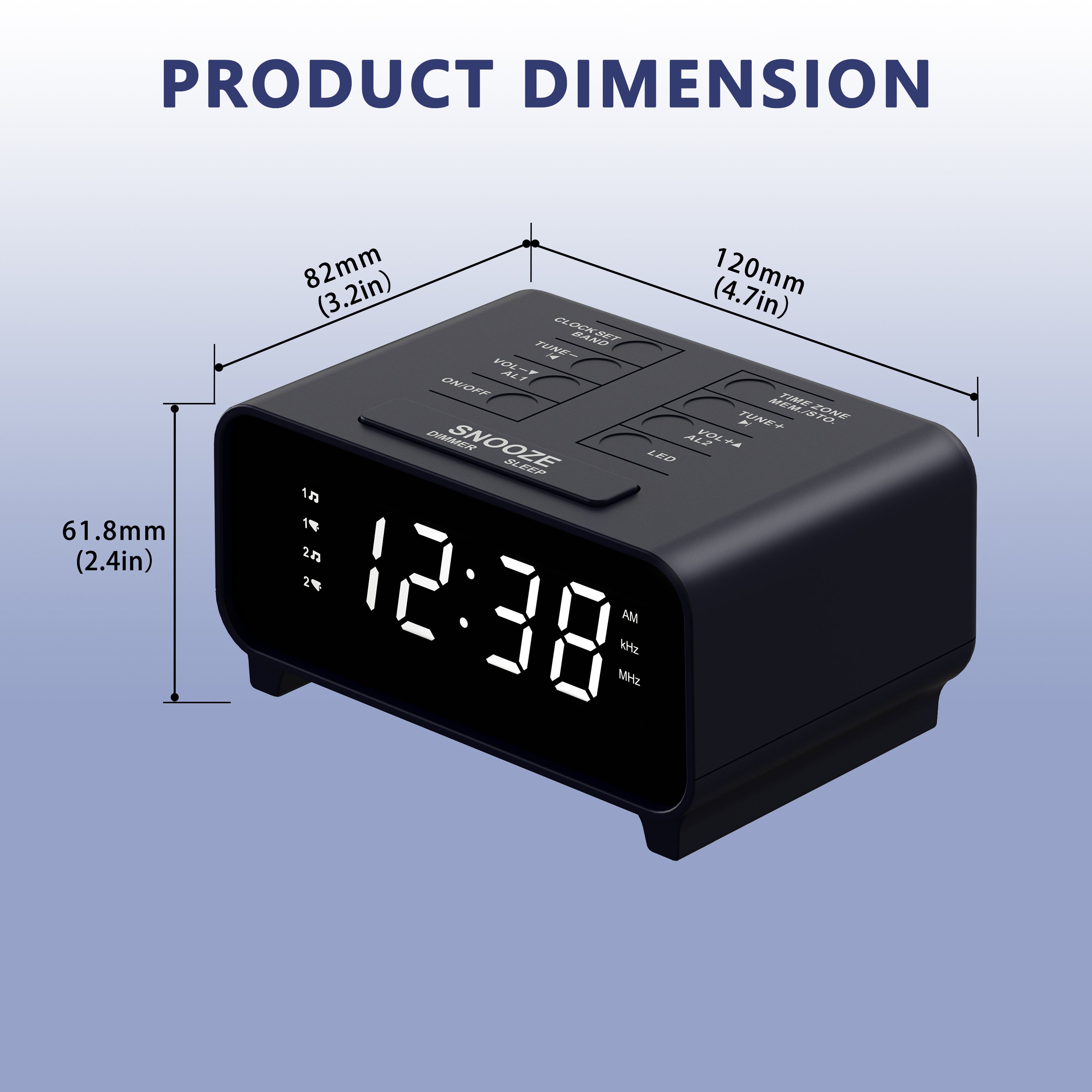 Clock Radio with AM/FM Radio, Dual Alarms, Snooze,  Memory Presets, Dimmer, Sleep Timer, 12/24Hr, Digital Clock with Volume Control, Night Light & White LED Display Alarm Clock for Bedroom iTOMA 213