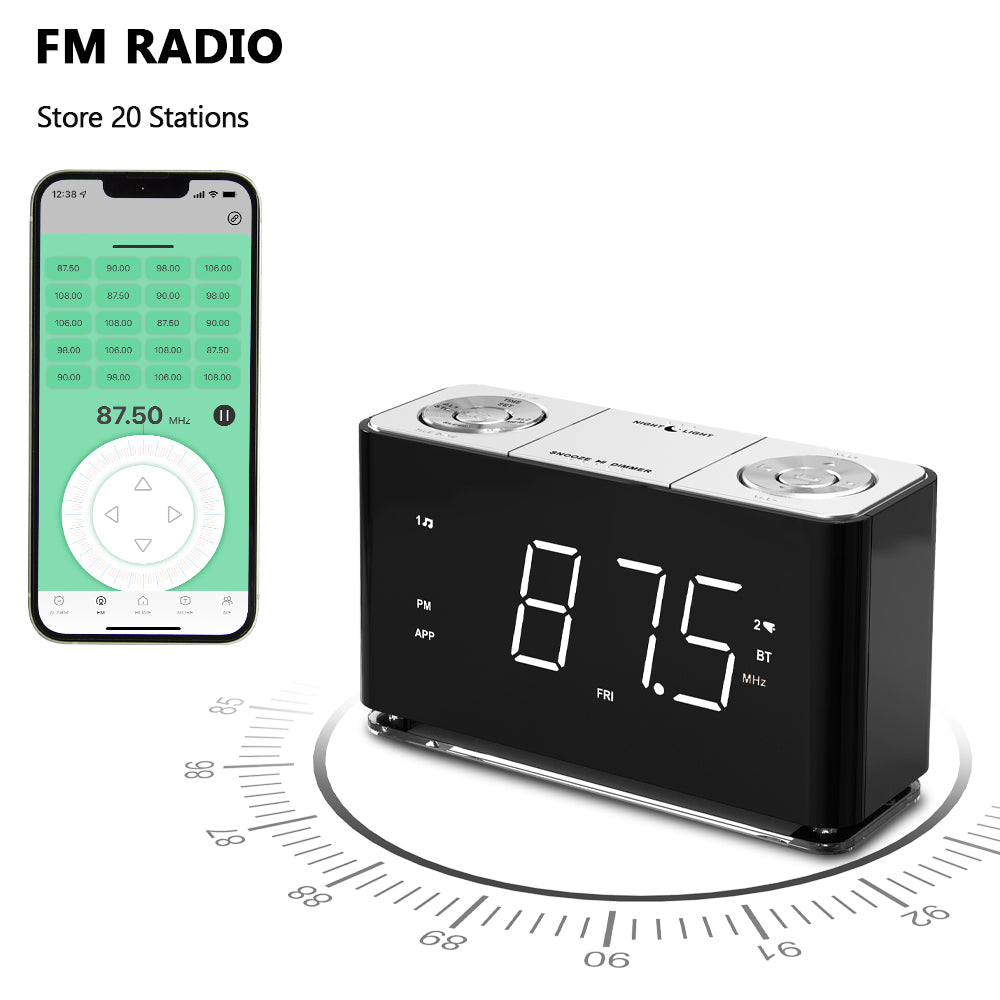 Kreativer digitaler Radiowecker, Wecker mit Bluetooth, großes LED-Display, UKW-Radio, Doppelalarm, USB-Ladeanschluss, Nachtlicht, automatischer und manueller Dimmer, Schlummerfunktion, Sleep-Timer iTOMA 507A