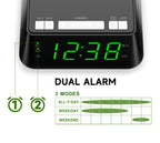 Nachttischwecker mit kabelloser Aufladung, Doppelalarm, Schlummerfunktion, Helligkeitsdimmer, USB-Ladeanschluss, großem LED-Display, Nachtlicht, Anzeige von Innentemperatur und Luftfeuchtigkeit iTOMA 801
