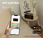 Radio despertador con control mediante aplicación, Bluetooth, radio FM, alarma dual con 4 modos de alarma, función de repetición fácil, atenuador, luz nocturna naranja, formato de 12/24 horas y puerto de carga USB iTOMA 208A