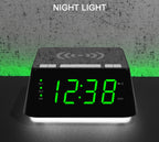 Nachttischwecker mit kabelloser Aufladung, Doppelalarm, Schlummerfunktion, Helligkeitsdimmer, USB-Ladeanschluss, großem LED-Display, Nachtlicht, Anzeige von Innentemperatur und Luftfeuchtigkeit iTOMA 801