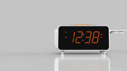 Bedside App Control Dual Wireless Charging Alarm Clock Radio with Bluetooth Speaker, FM Radio, Two USB Port, Dual Alarm, Snooze, Night Light, Auto & Manual Dimmer Control and 1.4" Orange Display iTOMA 209A-EU
